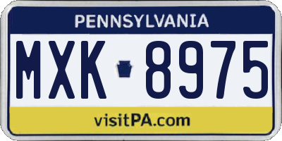 PA license plate MXK8975