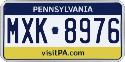 PA license plate MXK8976