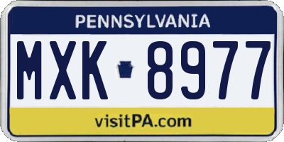 PA license plate MXK8977