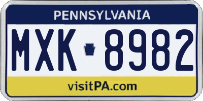 PA license plate MXK8982