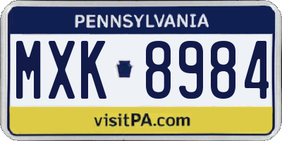 PA license plate MXK8984