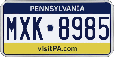 PA license plate MXK8985