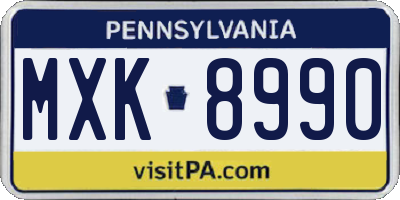 PA license plate MXK8990