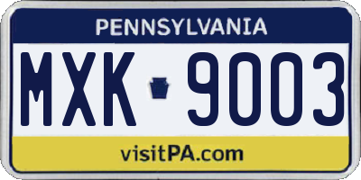 PA license plate MXK9003