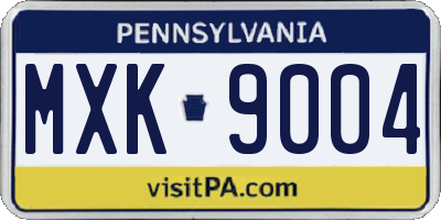 PA license plate MXK9004