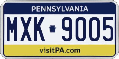 PA license plate MXK9005