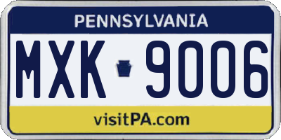 PA license plate MXK9006