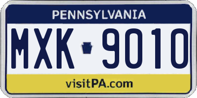 PA license plate MXK9010