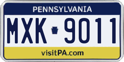 PA license plate MXK9011