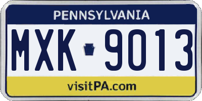 PA license plate MXK9013