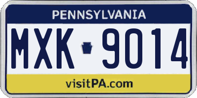 PA license plate MXK9014