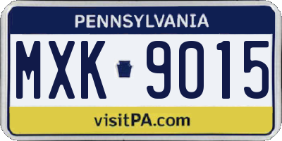 PA license plate MXK9015