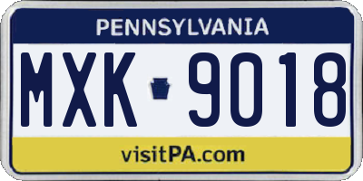 PA license plate MXK9018