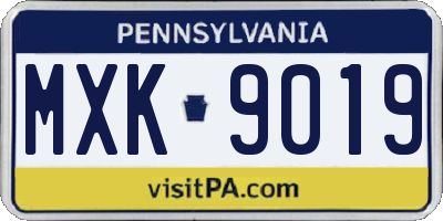 PA license plate MXK9019