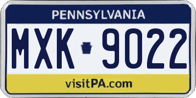 PA license plate MXK9022