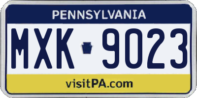 PA license plate MXK9023