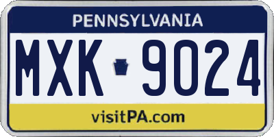 PA license plate MXK9024