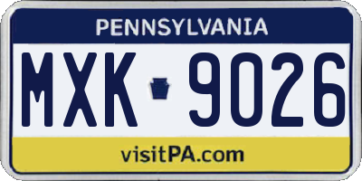 PA license plate MXK9026