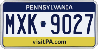 PA license plate MXK9027