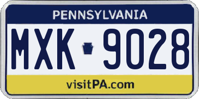 PA license plate MXK9028
