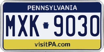 PA license plate MXK9030