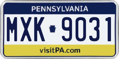 PA license plate MXK9031