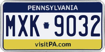 PA license plate MXK9032