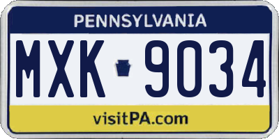 PA license plate MXK9034