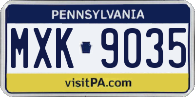 PA license plate MXK9035