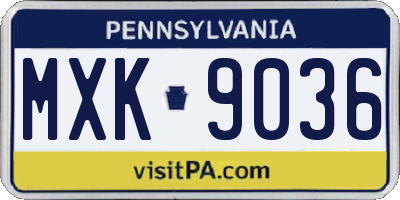 PA license plate MXK9036