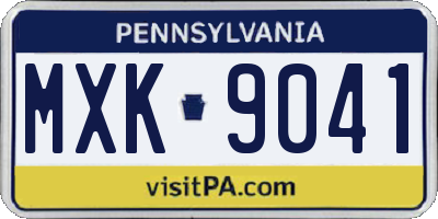PA license plate MXK9041