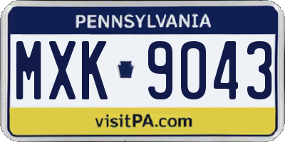 PA license plate MXK9043