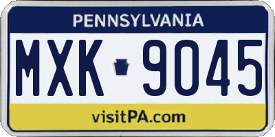 PA license plate MXK9045