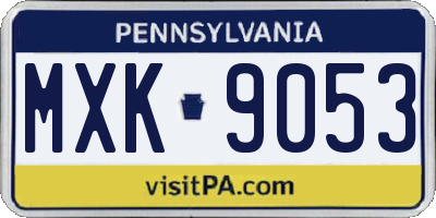 PA license plate MXK9053