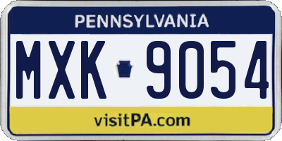 PA license plate MXK9054