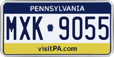 PA license plate MXK9055