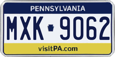 PA license plate MXK9062