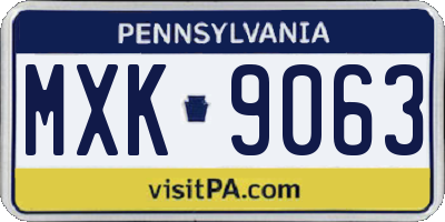 PA license plate MXK9063