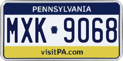 PA license plate MXK9068