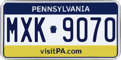 PA license plate MXK9070