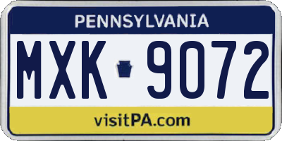 PA license plate MXK9072