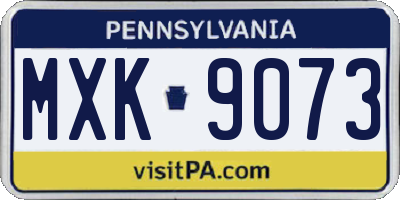 PA license plate MXK9073