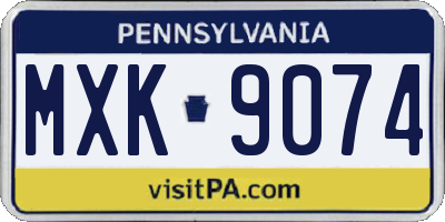 PA license plate MXK9074