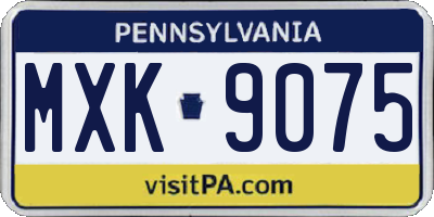 PA license plate MXK9075