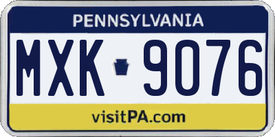 PA license plate MXK9076