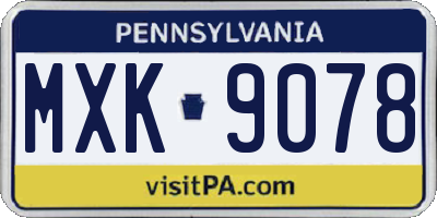 PA license plate MXK9078