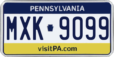PA license plate MXK9099