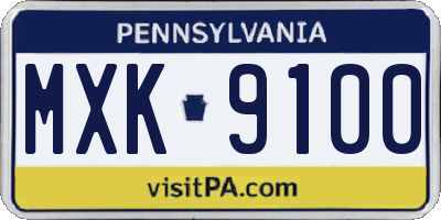 PA license plate MXK9100