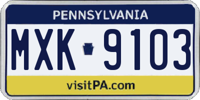 PA license plate MXK9103