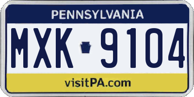 PA license plate MXK9104